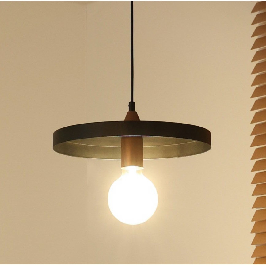 Duolla - Pendel på kabel IRONLINE 1xE27/15W/230V Ø 30 cm sort/kobber