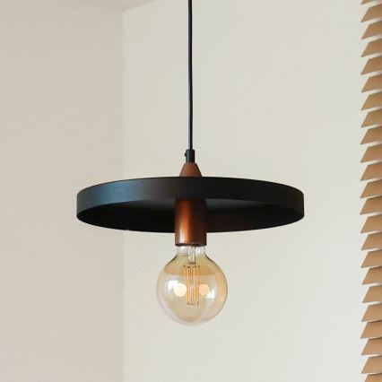 Duolla - Pendel på kabel IRONLINE 1xE27/15W/230V Ø 30 cm sort/kobber