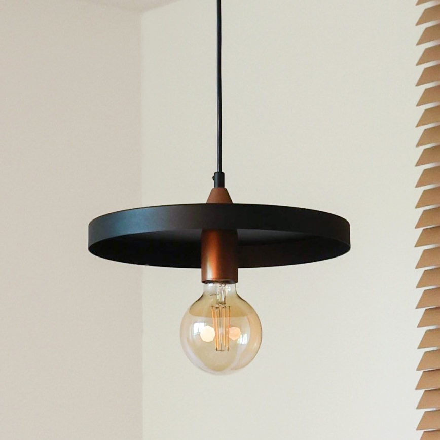 Duolla - Pendel på kabel IRONLINE 1xE27/15W/230V Ø 30 cm sort/kobber