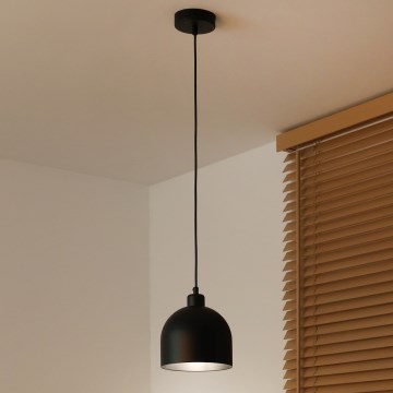Duolla - Pendel på ledning IRONLINE 1xE27/15W/230V Ø 17 cm sort