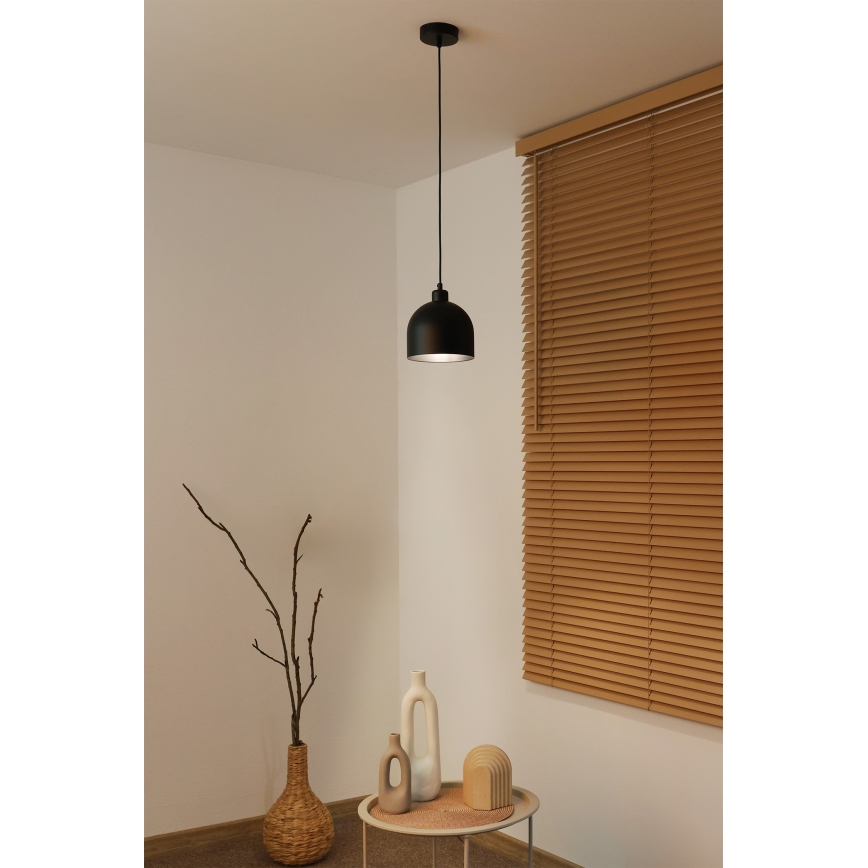 Duolla - Pendel på ledning IRONLINE 1xE27/15W/230V Ø 17 cm sort