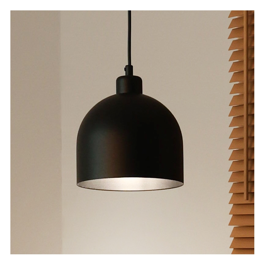 Duolla - Pendel på ledning IRONLINE 1xE27/15W/230V Ø 17 cm sort
