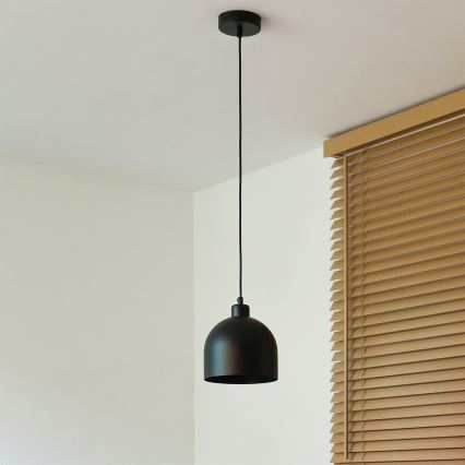 Duolla - Pendel på ledning IRONLINE 1xE27/15W/230V Ø 17 cm sort