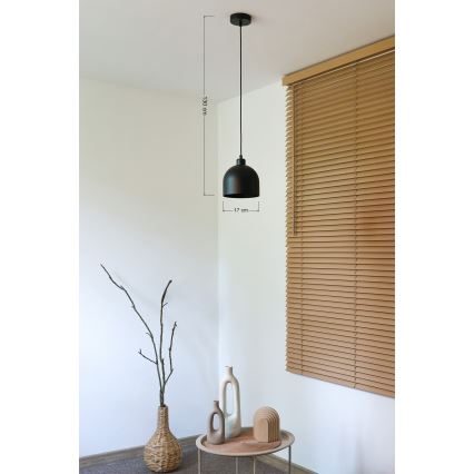Duolla - Pendel på ledning IRONLINE 1xE27/15W/230V Ø 17 cm sort