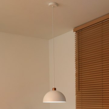Duolla - Pendel på ledning IRONLINE 1xE27/15W/230V Ø 27 cm hvid/kobber