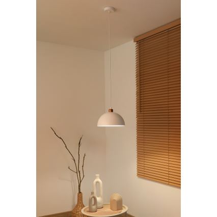Duolla - Pendel på ledning IRONLINE 1xE27/15W/230V Ø 27 cm hvid/kobber