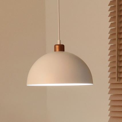 Duolla - Pendel på ledning IRONLINE 1xE27/15W/230V Ø 27 cm hvid/kobber