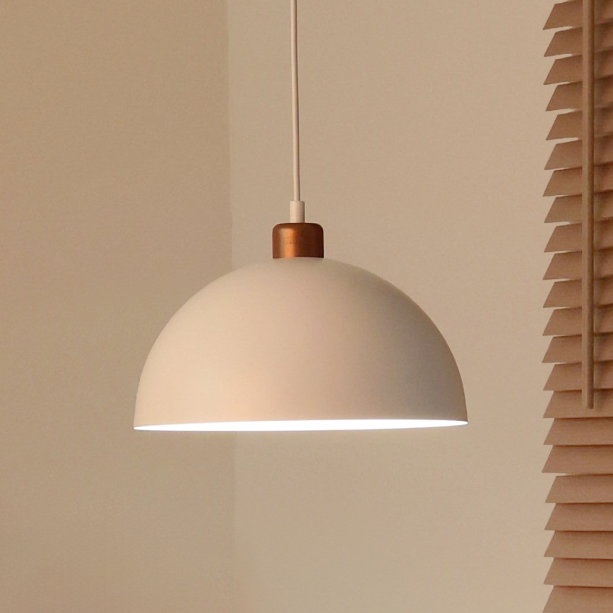 Duolla - Pendel på ledning IRONLINE 1xE27/15W/230V Ø 27 cm hvid/kobber
