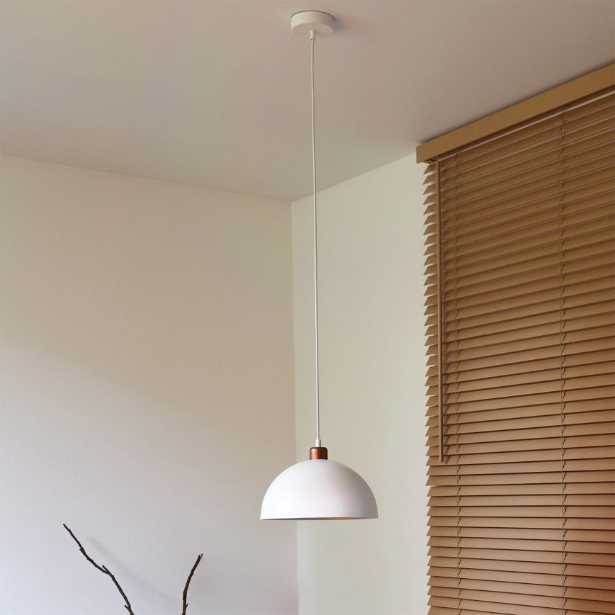 Duolla - Pendel på ledning IRONLINE 1xE27/15W/230V Ø 27 cm hvid/kobber