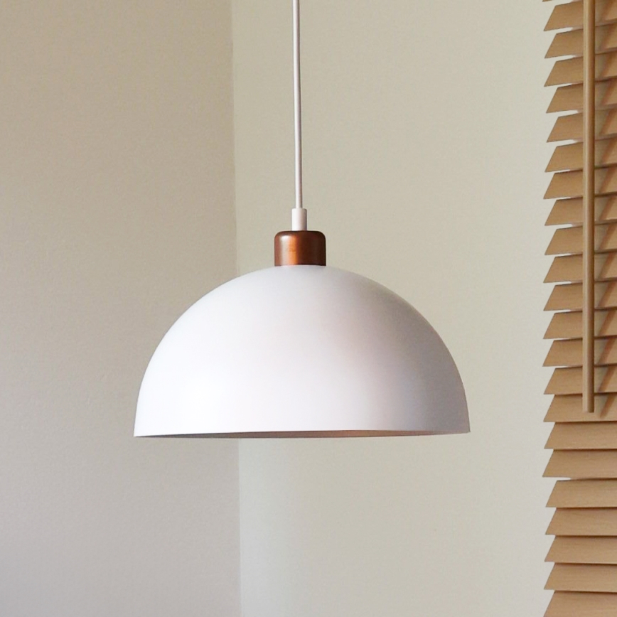 Duolla - Pendel på ledning IRONLINE 1xE27/15W/230V Ø 27 cm hvid/kobber