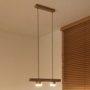 Duolla - Pendel på ledning IRONLINE 2xGX53/3W/230V fyrretræ/eg/beige