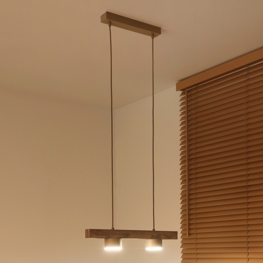 Duolla - Pendel på ledning IRONLINE 2xGX53/3W/230V fyrretræ/eg/beige