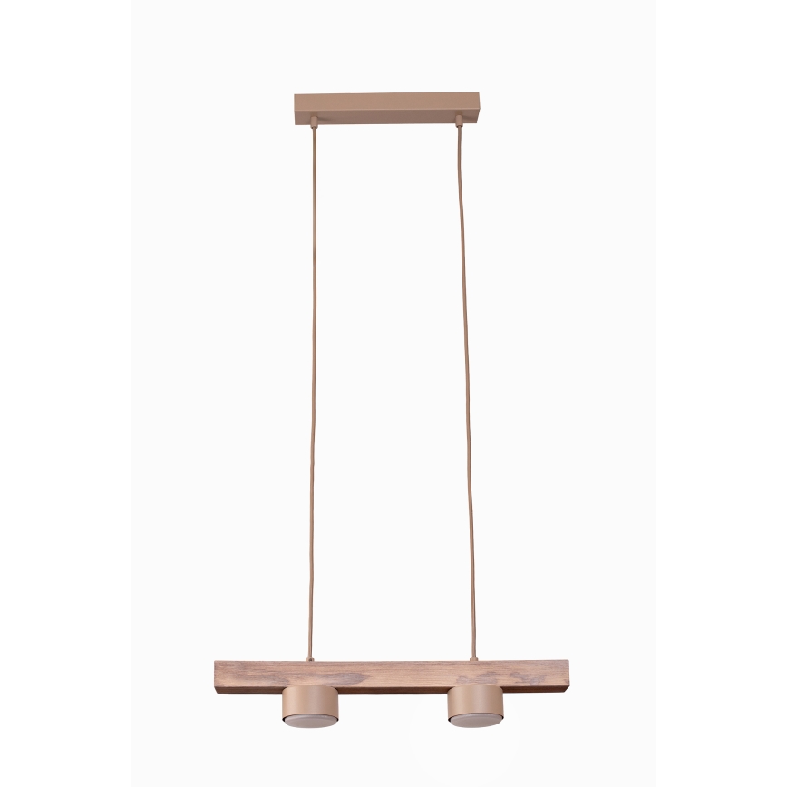 Duolla - Pendel på ledning IRONLINE 2xGX53/3W/230V fyrretræ/eg/beige