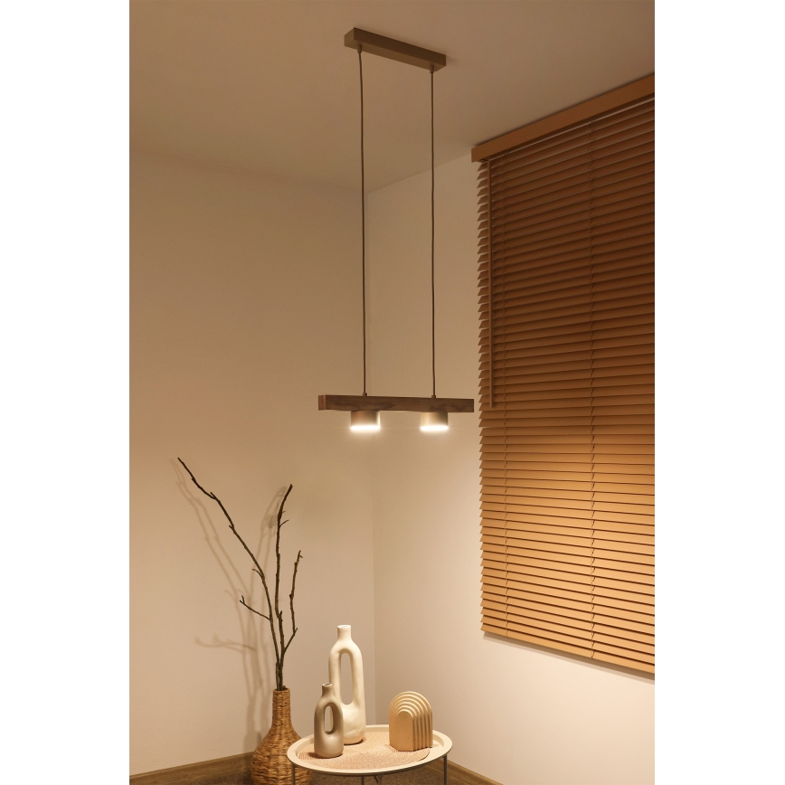 Duolla - Pendel på ledning IRONLINE 2xGX53/3W/230V fyrretræ/eg/beige