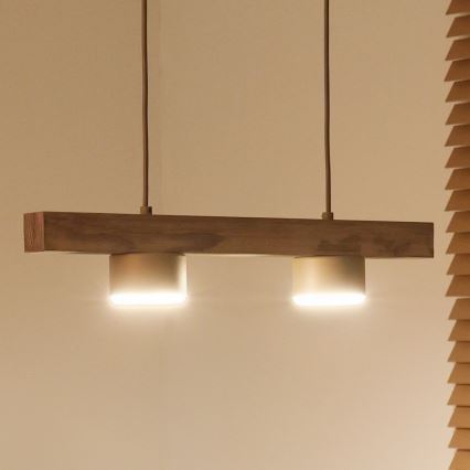 Duolla - Pendel på ledning IRONLINE 2xGX53/3W/230V fyrretræ/eg/beige