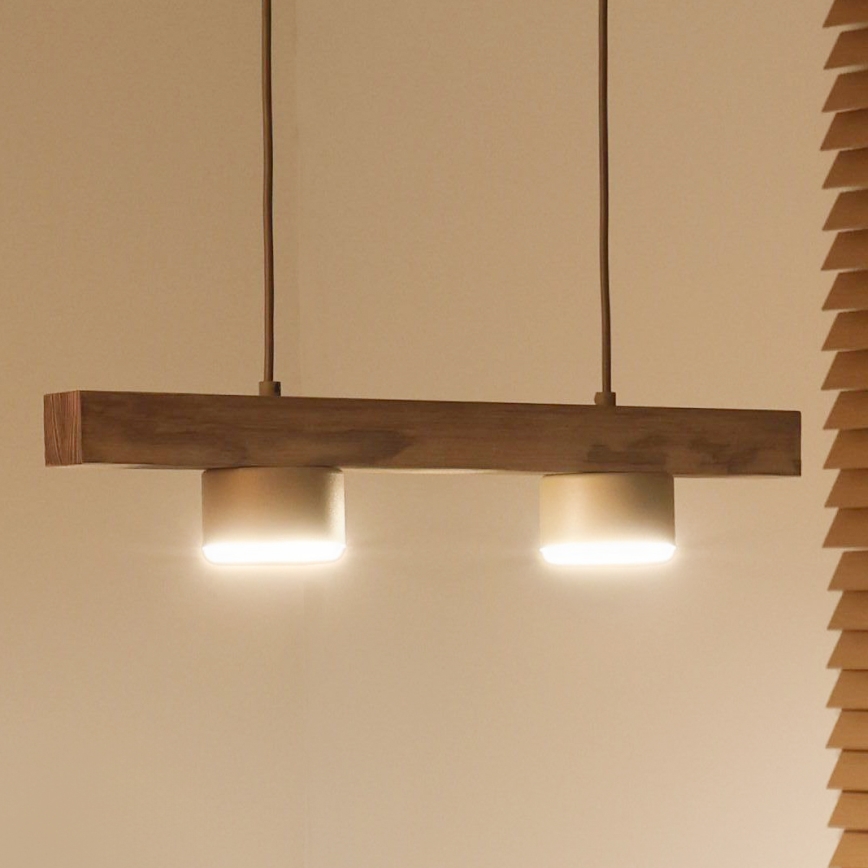 Duolla - Pendel på ledning IRONLINE 2xGX53/3W/230V fyrretræ/eg/beige