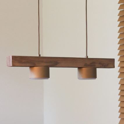Duolla - Pendel på ledning IRONLINE 2xGX53/3W/230V fyrretræ/eg/beige