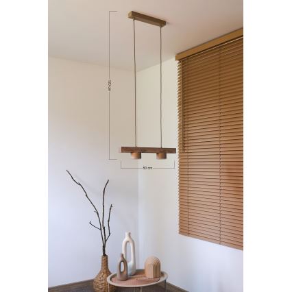 Duolla - Pendel på ledning IRONLINE 2xGX53/3W/230V fyrretræ/eg/beige