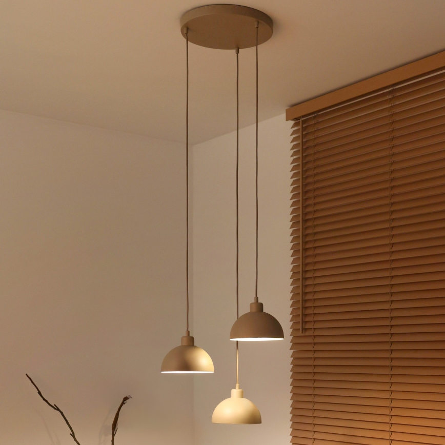 Duolla - Pendel på ledning IRONLINE 3xE27/15W/230V beige