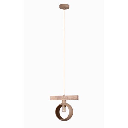 Duolla - Pendel på wire IRONLINE 1xE27/15W/230V fyrretræ/eg/beige