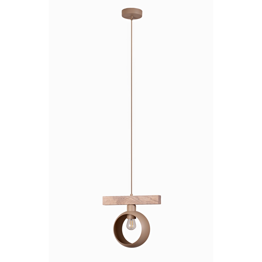 Duolla - Pendel på wire IRONLINE 1xE27/15W/230V fyrretræ/eg/beige