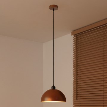 Duolla - Pendel på wire IRONLINE 1xE27/15W/230V Ø 27 cm kobber/sort