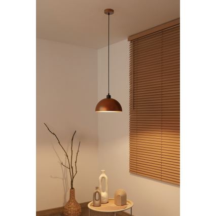 Duolla - Pendel på wire IRONLINE 1xE27/15W/230V Ø 27 cm kobber/sort