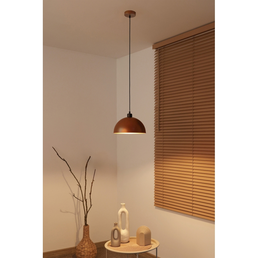 Duolla - Pendel på wire IRONLINE 1xE27/15W/230V Ø 27 cm kobber/sort