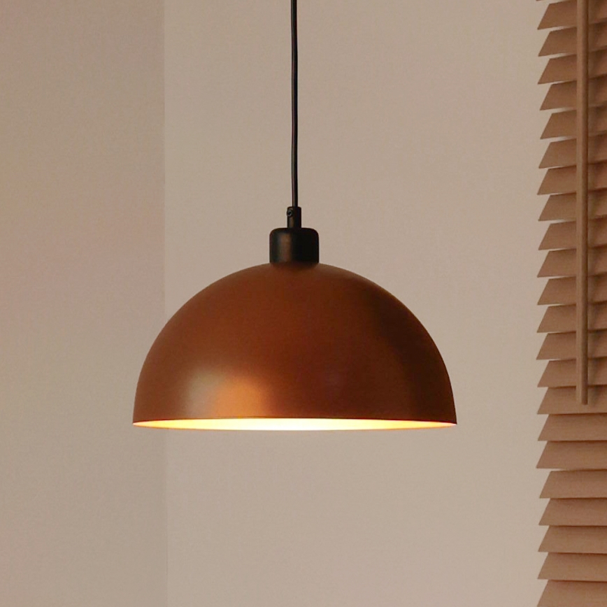 Duolla - Pendel på wire IRONLINE 1xE27/15W/230V Ø 27 cm kobber/sort