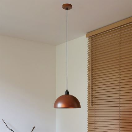 Duolla - Pendel på wire IRONLINE 1xE27/15W/230V Ø 27 cm kobber/sort