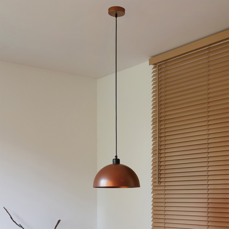 Duolla - Pendel på wire IRONLINE 1xE27/15W/230V Ø 27 cm kobber/sort