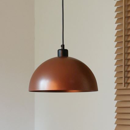 Duolla - Pendel på wire IRONLINE 1xE27/15W/230V Ø 27 cm kobber/sort