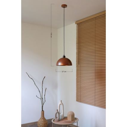 Duolla - Pendel på wire IRONLINE 1xE27/15W/230V Ø 27 cm kobber/sort