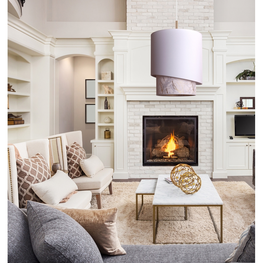 Duolla - Pendel PARIS 1xE27/15W/230V diameter 40 cm hvid/beige