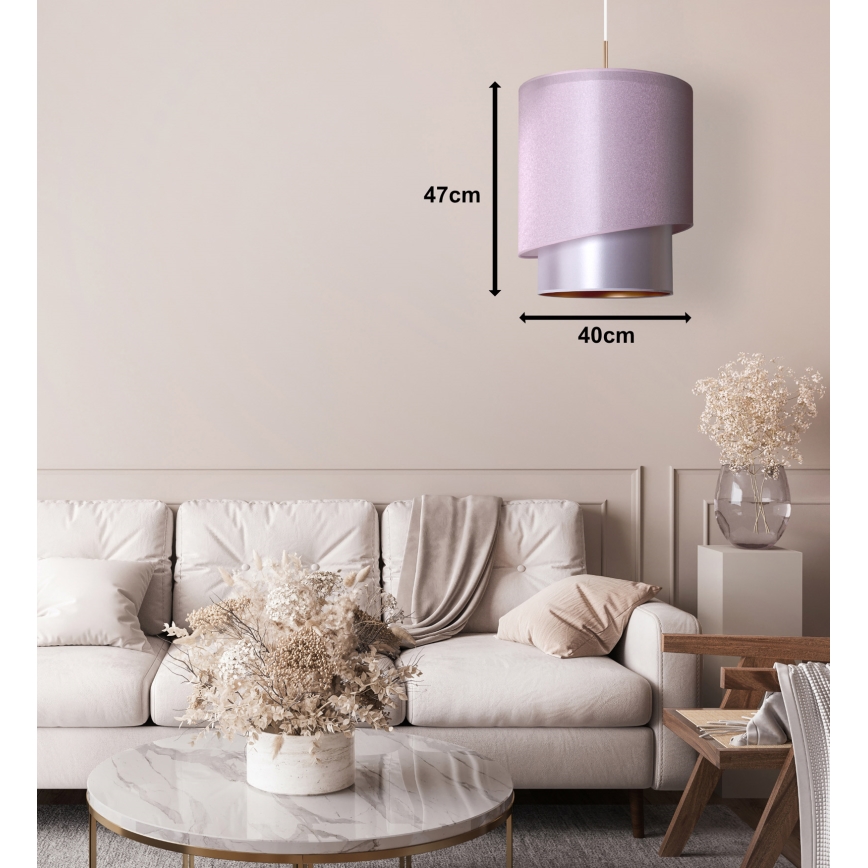 Duolla - Pendel PARIS 1xE27/15W/230V diameter 40 cm lyserød/sølvfarvet/kobberfarvet