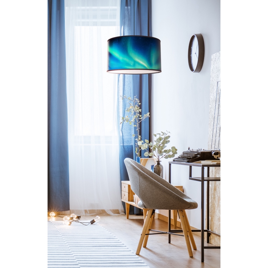 Duolla - Pendel PRINT M 1xE27/40W/230V diameter 35 cm turkis