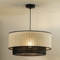Duolla - Pendel RATTAN YUTE 1xE27/15W/230V diameter 45 cm cremefarvet/sort