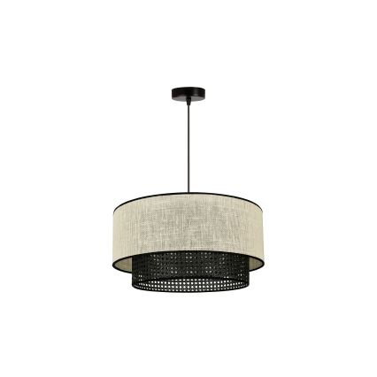 Duolla - Pendel RATTAN YUTE 1xE27/15W/230V diameter 45 cm cremefarvet/sort