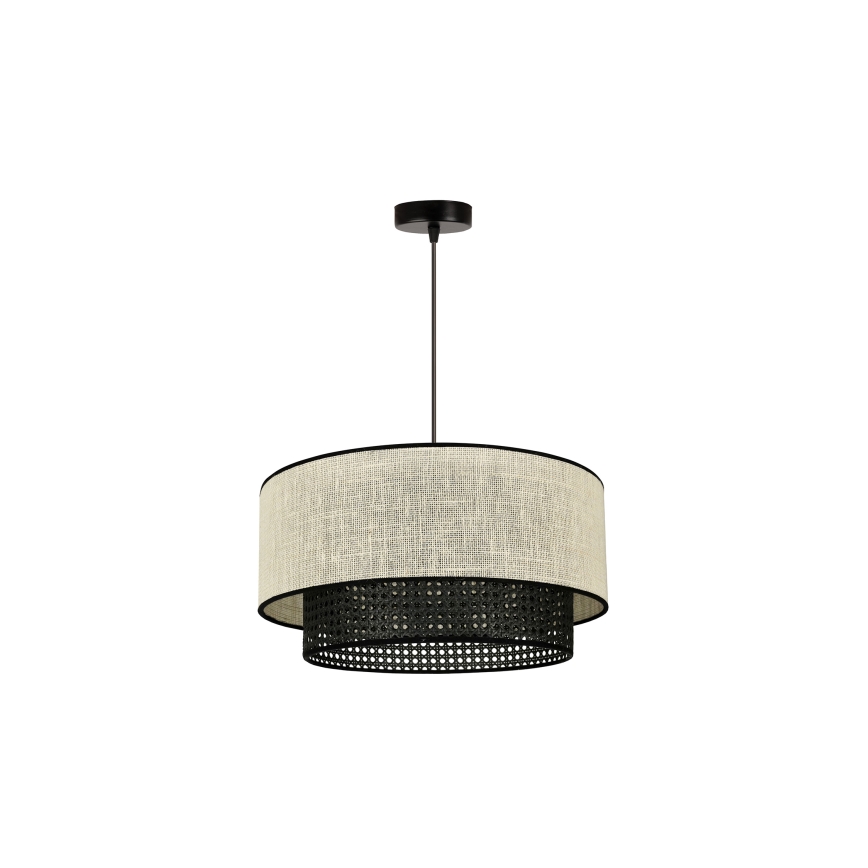 Duolla - Pendel RATTAN YUTE 1xE27/15W/230V diameter 45 cm cremefarvet/sort