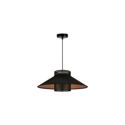 Duolla - Pendel RIO RATTAN 1xE27/15W/230V diameter 45 cm sort/guldfarvet