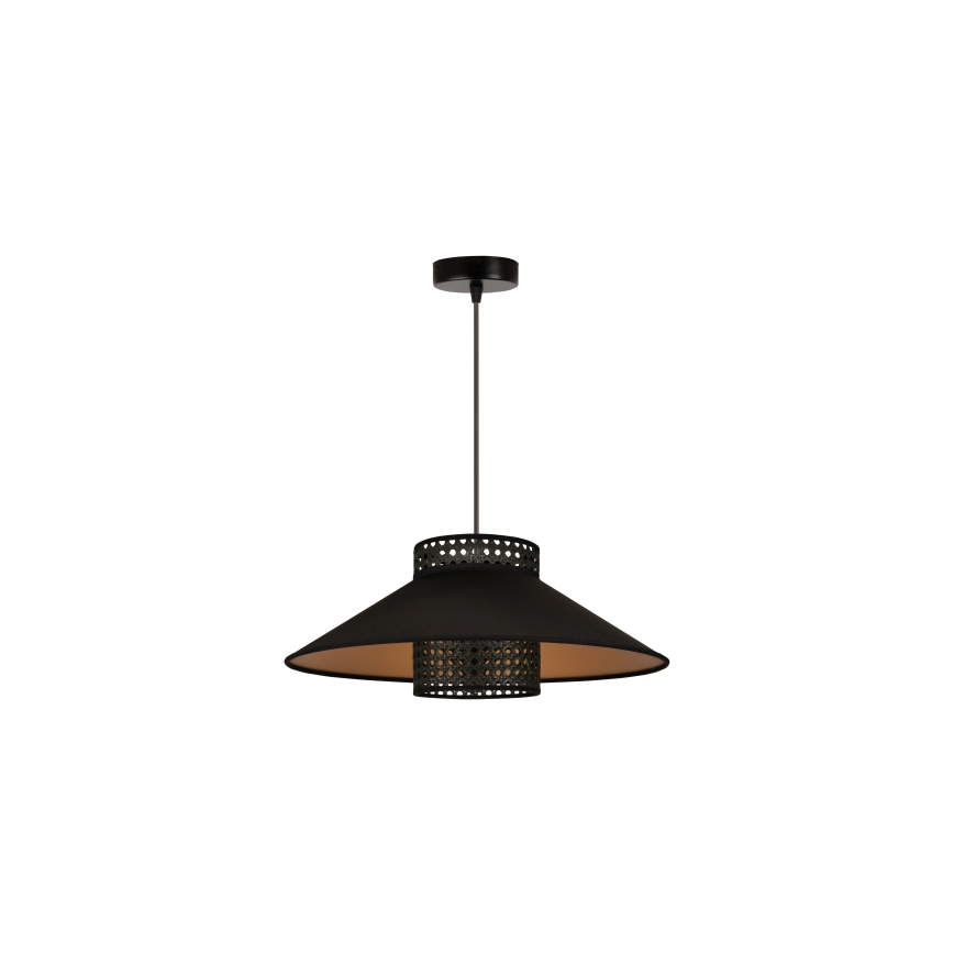 Duolla - Pendel RIO RATTAN 1xE27/15W/230V diameter 45 cm sort/guldfarvet