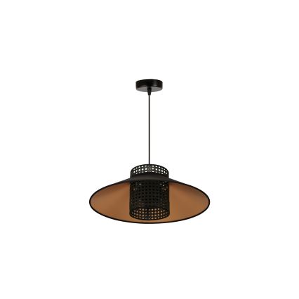 Duolla - Pendel RIO RATTAN 1xE27/15W/230V diameter 45 cm sort/guldfarvet