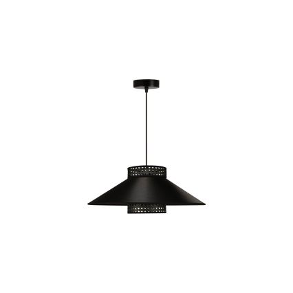 Duolla - Pendel RIO RATTAN 1xE27/15W/230V diameter 45 cm sort/guldfarvet