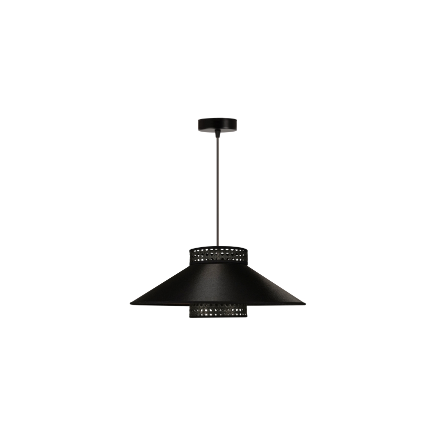 Duolla - Pendel RIO RATTAN 1xE27/15W/230V diameter 45 cm sort/guldfarvet