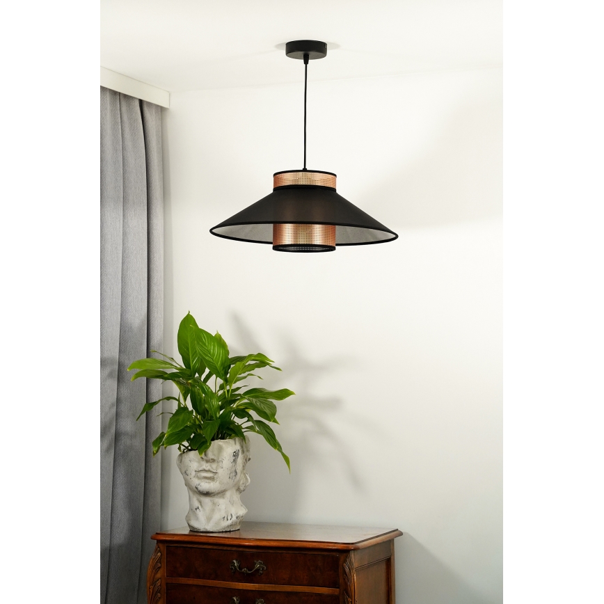 Duolla - Pendel RIO SHINY 1xE27/15W/230V diameter 45 cm sort/kobber