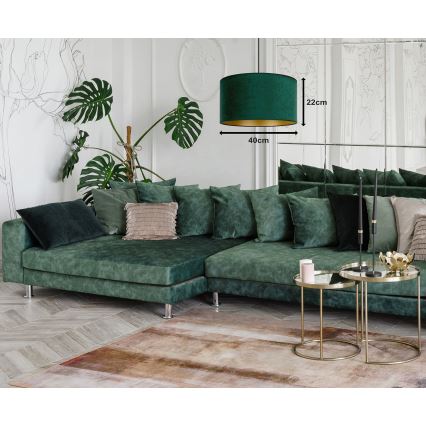 Duolla - Pendel ROLLER 1xE27/15W/230V diameter 40 cm mørkegrøn/guldfarvet