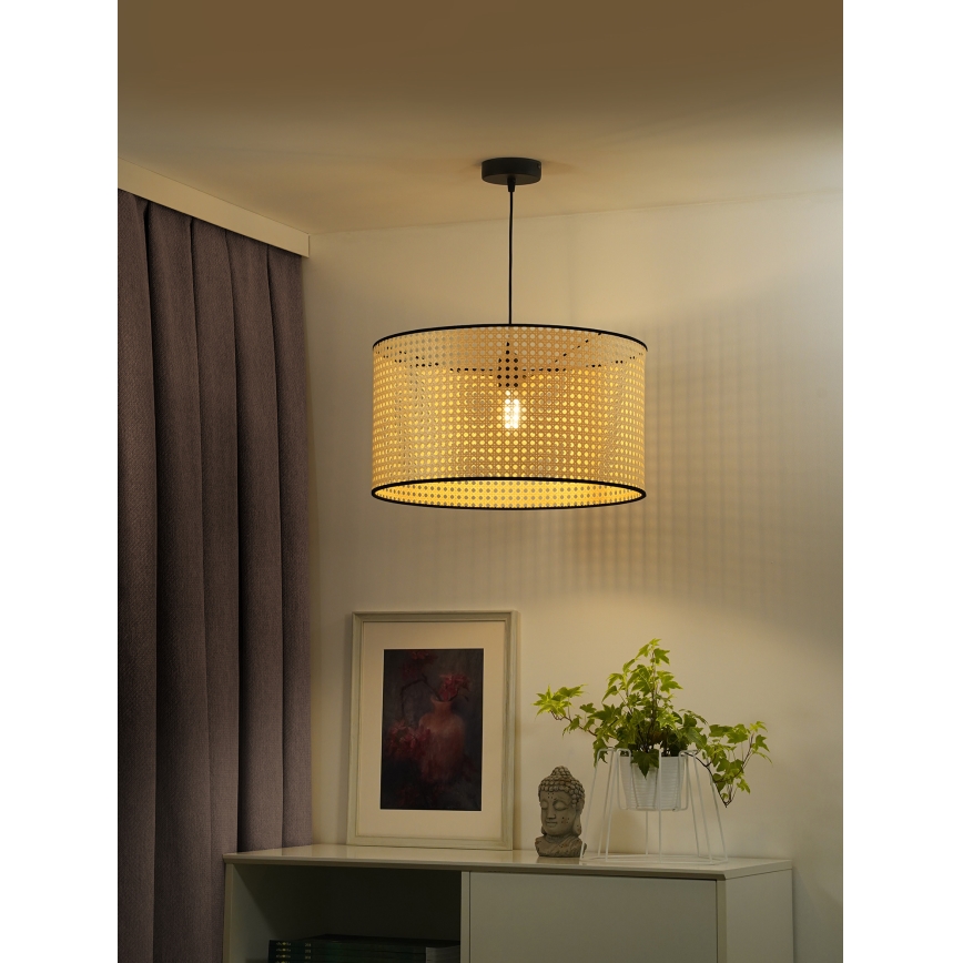 Duolla - Pendel ROLLER 1xE27/15W/230V diameter 45 cm Rattan/sort