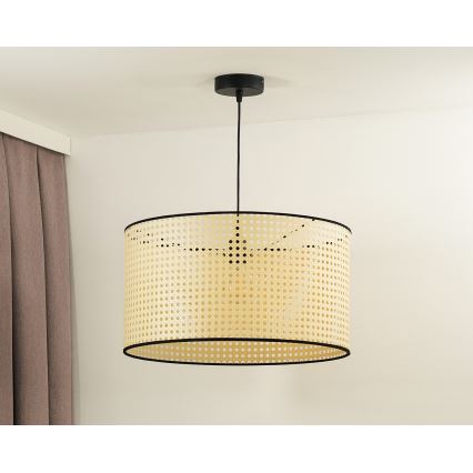 Duolla - Pendel ROLLER 1xE27/15W/230V diameter 45 cm Rattan/sort