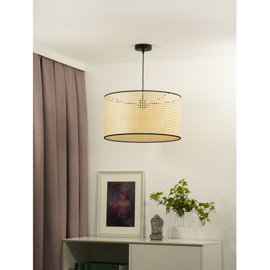 Duolla - Pendel ROLLER 1xE27/15W/230V diameter 45 cm Rattan/sort