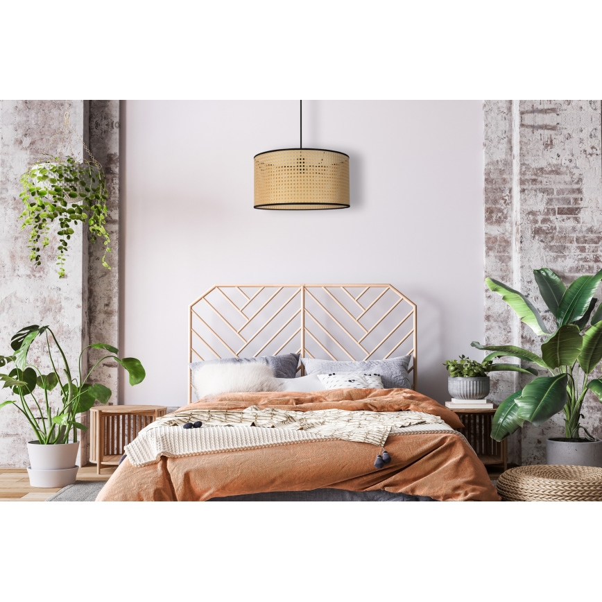 Duolla - Pendel ROLLER 1xE27/15W/230V diameter 45 cm Rattan/sort